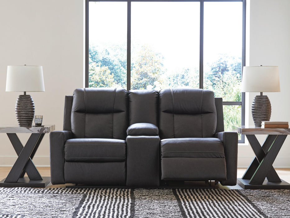 Mackmenville Carbon Mackmenville Reclining Loveseat with Console