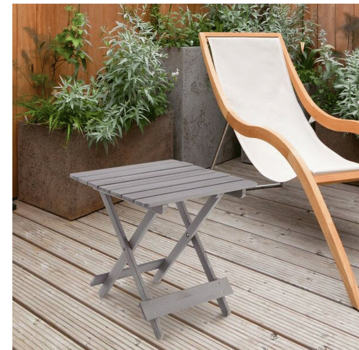 Zeus & Ruta 19.75 in. W Gray Wood Folding Square Outdoor Side Table for Outdoors, Patio, Pool and Porch - new