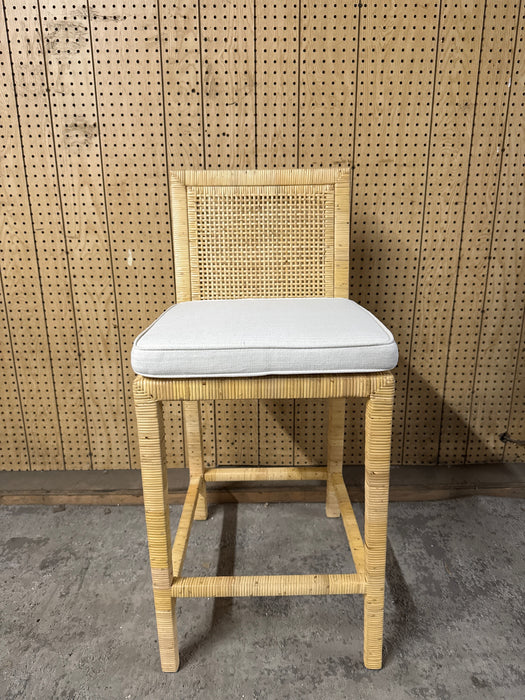 bali & pari Sofia Rattan and Mahogany wood BOHO Counter Stool, Natural - new