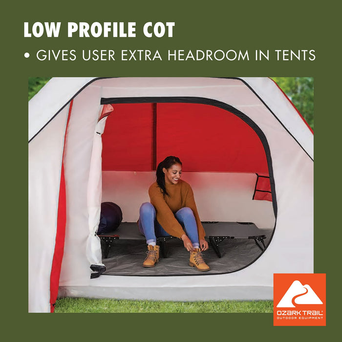 Ozark Trail Camping Folding with Easy Setup Cot, Gray, Adult,75.6in x 25 in x 8.46in, Polyester - new