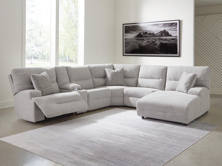 Acklen Place Pewter Acklen Place 6-Piece Power Reclining Sectional with Chaise