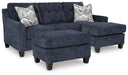 Keenelynn Navy Keenelynn Sofa Chaise with Ottoman