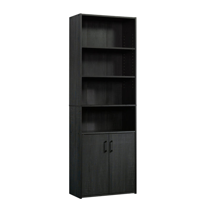 Mainstays Traditional 5 Shelf Bookcase with Doors, Black Finish - new
