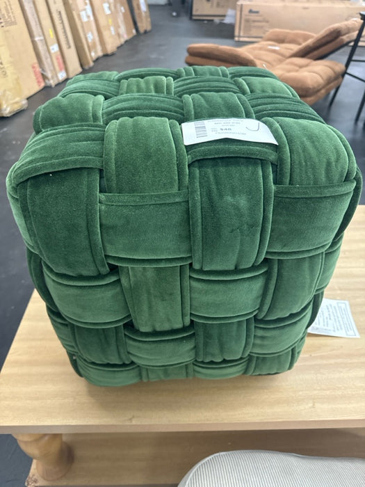 Square Woven Pouf Ottoman Green Velvet - Threshold - new