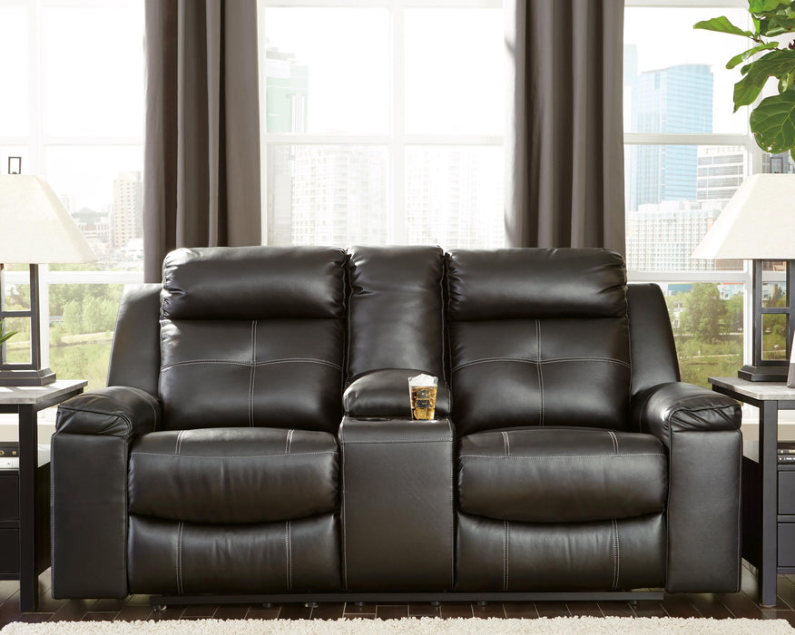 Kempten Black DBL Rec Loveseat w/Console