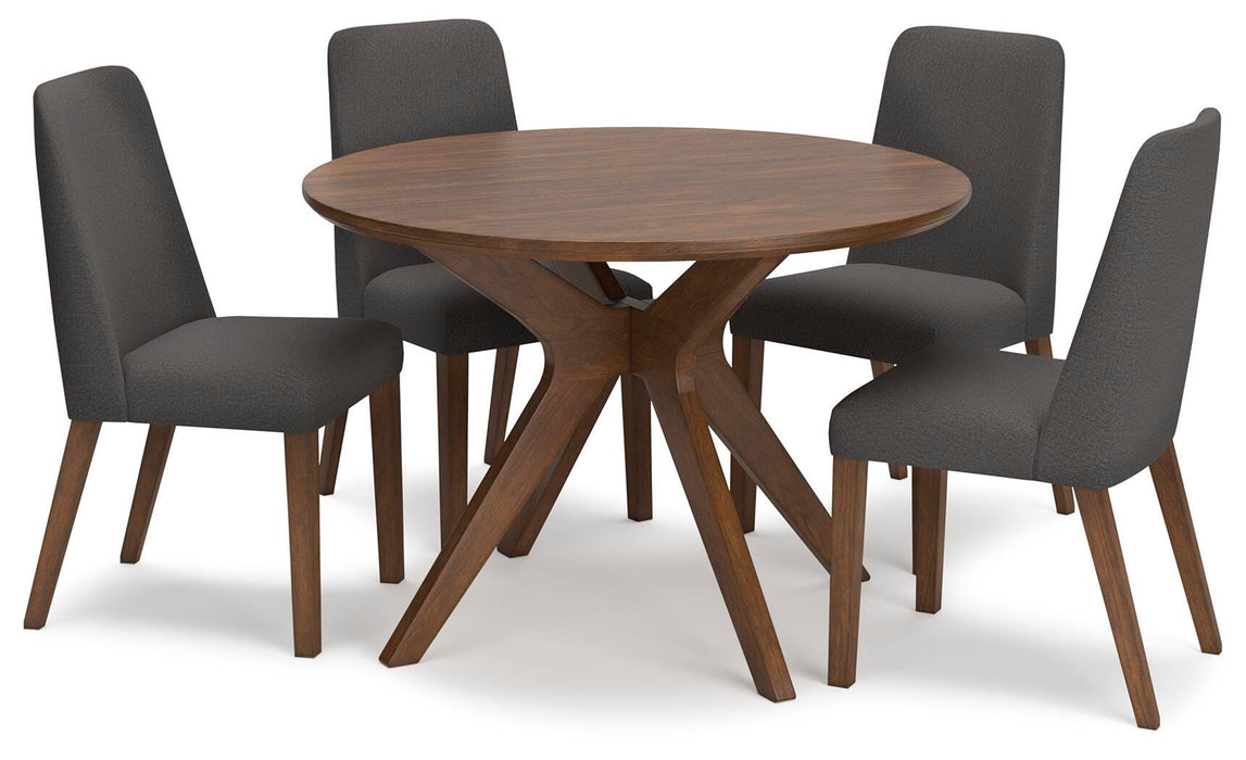 Lyncott Charcoal/Brown Lyncott Dining Table and 4 Chairs