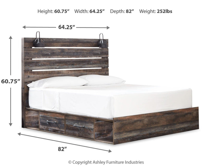 Drystan Multi Drystan King Panel Bed with 2 Storage Drawers