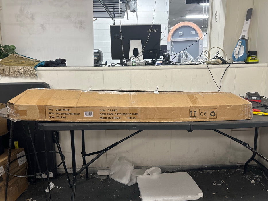 Behost Queen Size Bed Frame Floating Platform Upholstered with LED Lighting and Built-in Charging Station, Metal Frame, Gray - new