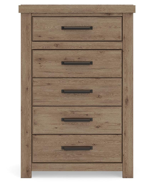 Garistyn Light Brown Five Drawer Chest