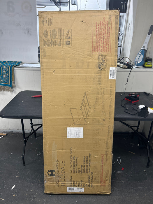 Willow Nailhead Trim Upholstered Queen Bed, Fog - new