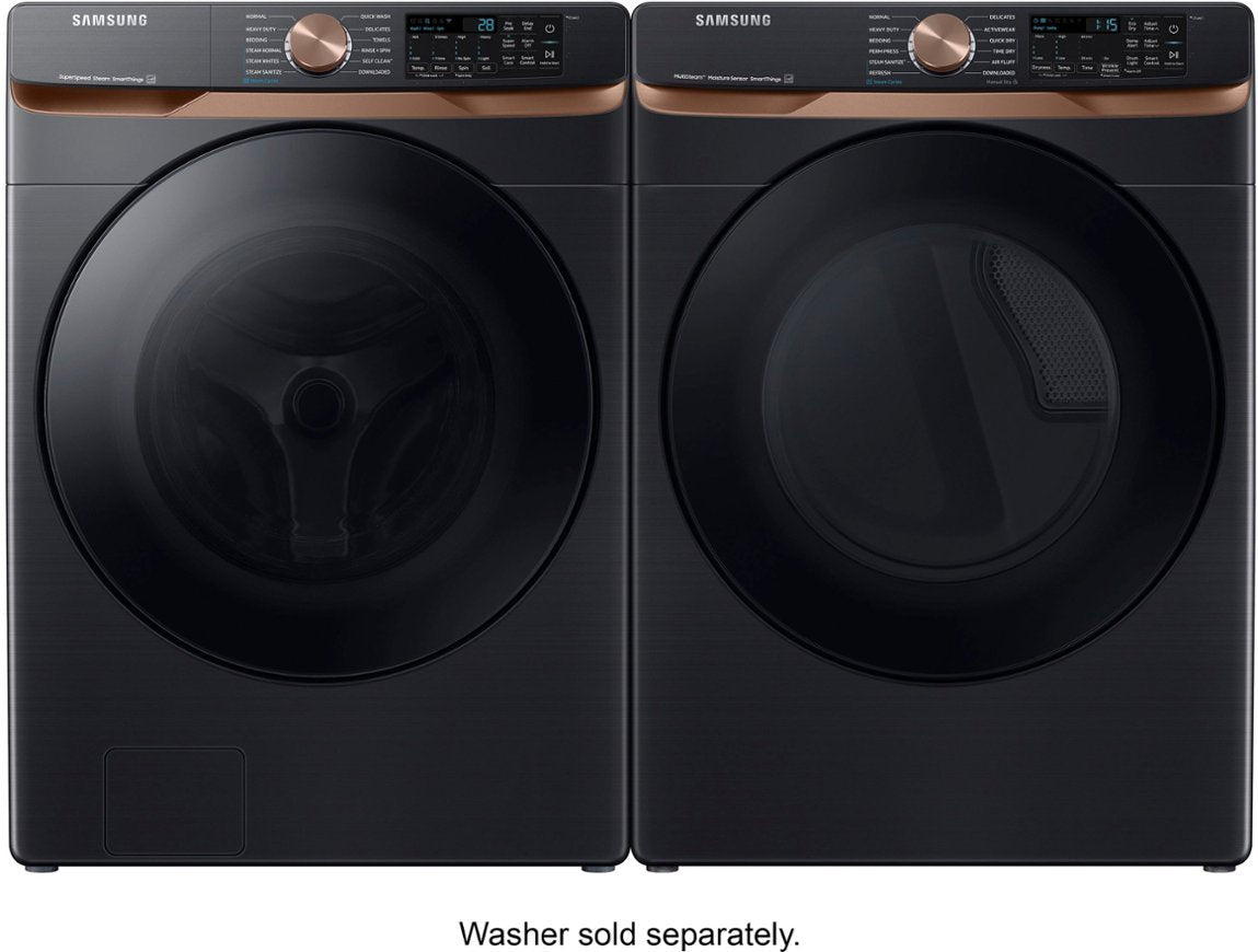 Samsung - 7.5 Cu. Ft. Stackable Smart Electric Dryer with Steam and Sensor Dry - Brushed Black - display_model