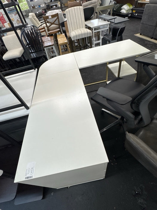 Techni Mobili L Shaped Desk - Two-Toned Computer Desk with Drawers & Storage Shelves - Simple Modern Furniture & Home Office Space Corner Table for Work & Writing - new