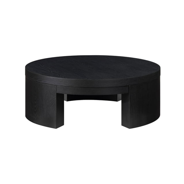 Beautiful Mod Round Coffee Table by Drew Barrymore, Black Wood Finish - open_box