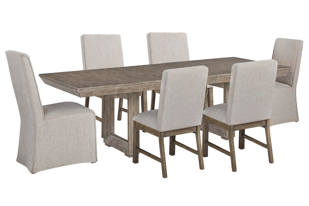 Langford Light Grayish Brown Langford Dining Table and 6 Chairs