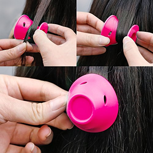 JANYUN 40 Pcs Pink Magic Hair Rollers Include 20pcs Large Silicone Curlers and 20pcs Small Silicone Curlers - new
