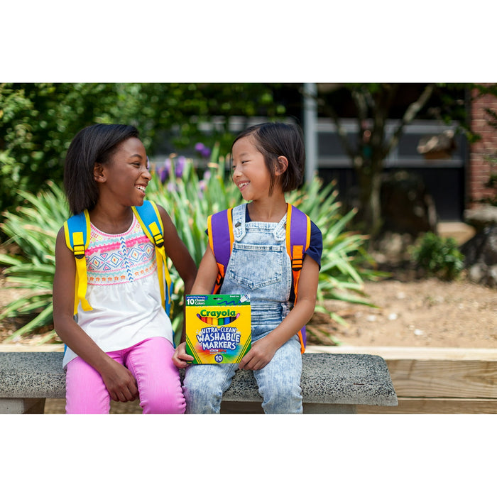 Crayola Ultra-Clean Washable Broad Line Markers, 10 Ct, School Supplies, Classroom Supplies for Teachers - new