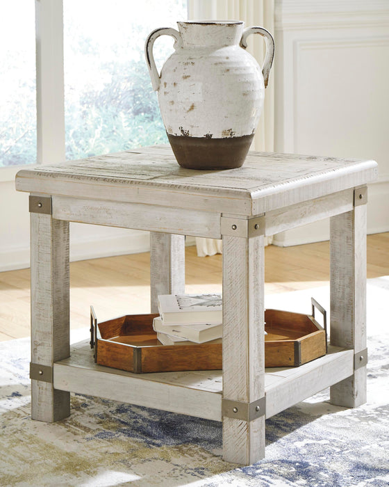 Carynhurst White Wash Gray Rectangular End Table