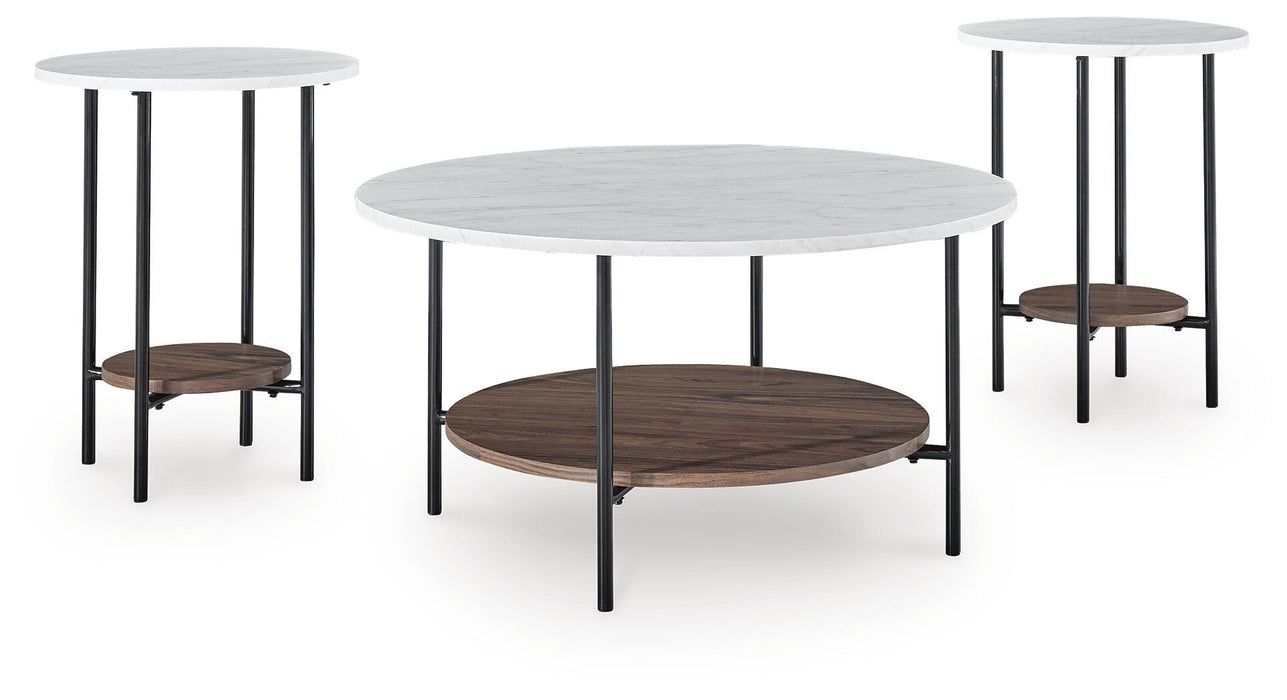 Wrenwich Brown/Black/White Occasional Table Set (3/CN)