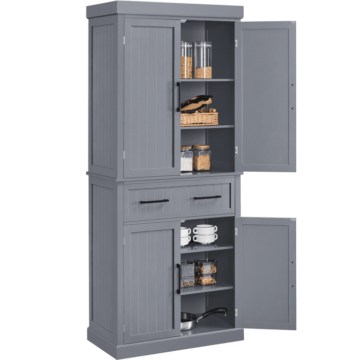Renwick 72.5'' H Freestanding Pantry Cabinet with Doors and Adjustable Shelves,Dark Gray - use_like_new