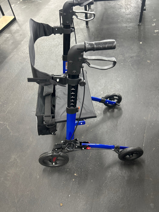 COSYWILL Rollator Walker with Seat,Foldable Mobility Walker with Durable Steel,Rolling Walker with 8" Wheels for All Terrain,Adjustable Height,300 lbs,Blue - open_box