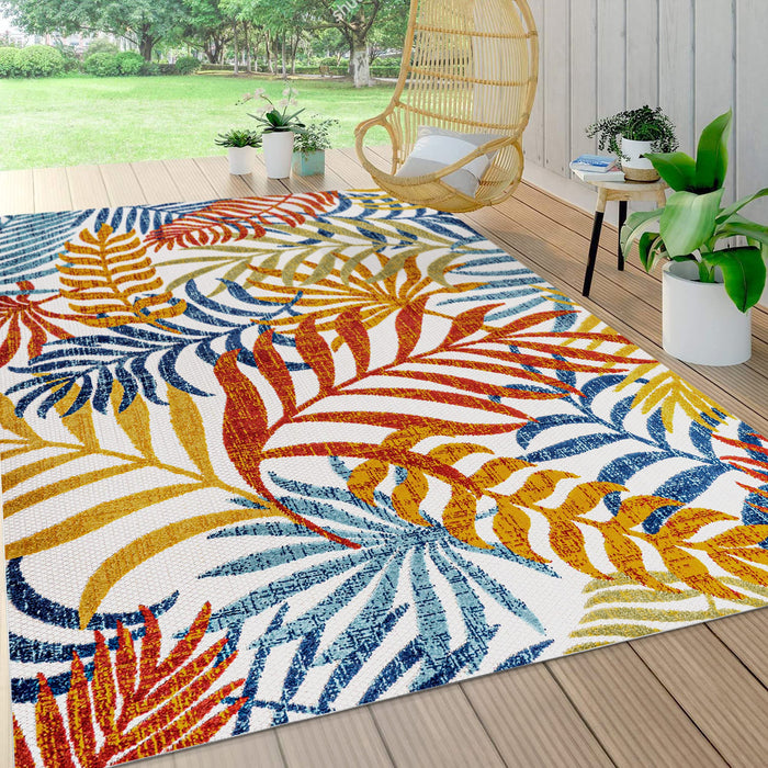 JONATHAN Y AMC100B-5 Tropics Palm Leaves Indoor Outdoor Area-Rug Bohemian Floral Easy-Cleaning High Traffic Bedroom Kitchen Backyard Patio Porch Non Shedding, 5 X 8, Cream/Orange - new