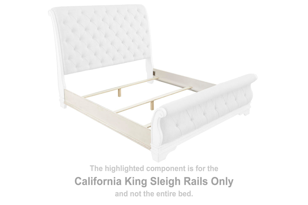 Realyn Chipped White California King Sleigh Rails