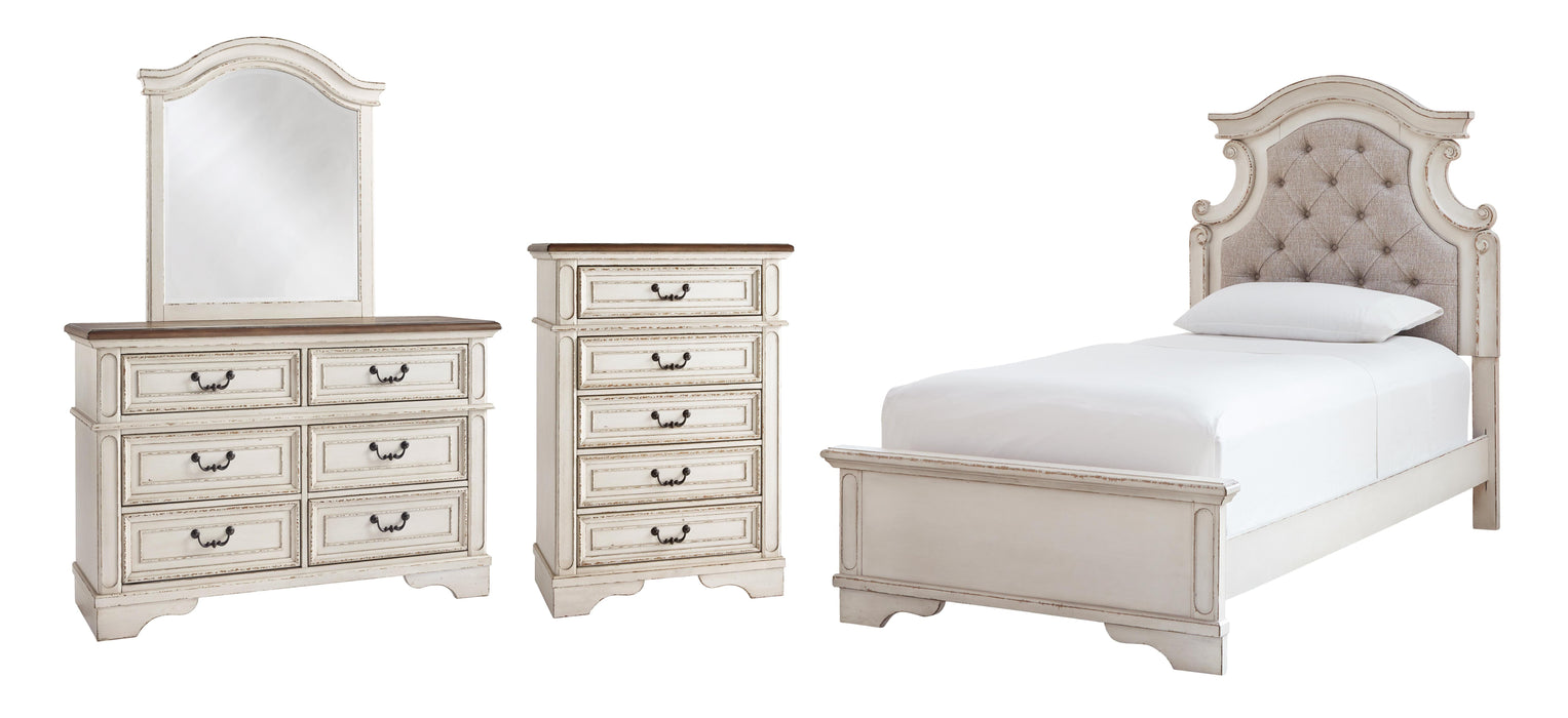 Realyn Chipped White Panel Bedroom Collection