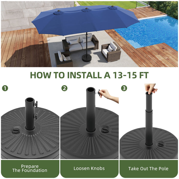 Uforic 15ft Double-Sided Patio Umbrella, Large Outdoor Portable Shade Market Table Umbrella,12 Sturd - new