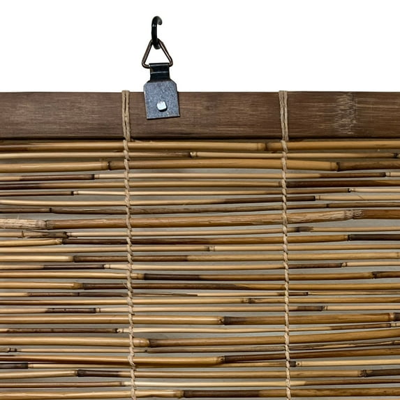 Backyard X-Scapes Reed Blinds Manual Roll-Up Cord Free Roman Shades, Chocolate, 72" W x 72" L - open_box