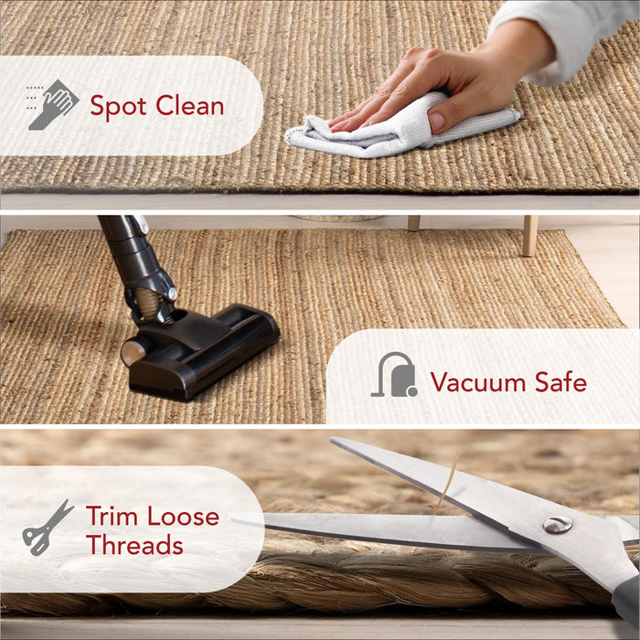 nuLOOM 5x8 Rigo Jute Hand Woven Area Rug, Natural, Solid Farmhouse Design, Natural Fiber, For Bedroom, Living Room, Dining Room, Hallway, Office, Kitchen, Entryway - new