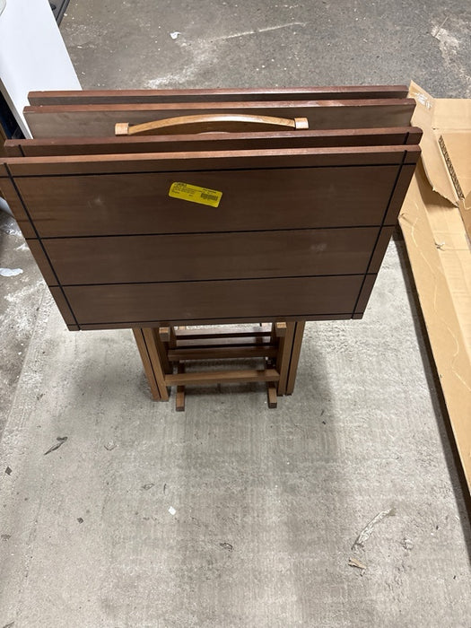 Mainstays 5pcs Over Size TV Tray Farmhouse Walnut L23.62" x W15.75" x H25.98" - open_box