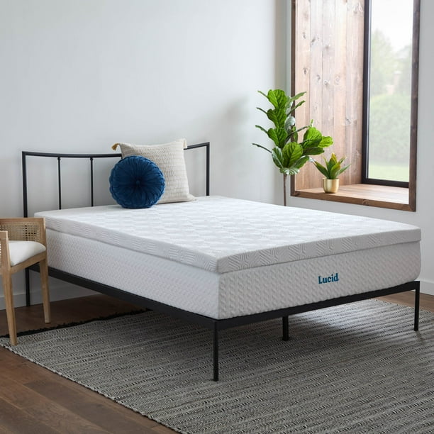 Lucid Lavender and Gel Covered Memory Foam Mattress Topper, 3 inch, Twin - open_box