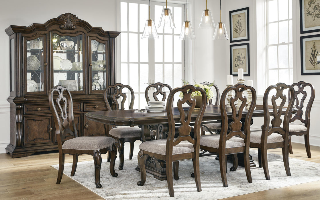 Maylee Dark Brown Maylee Dining Table and 8 Chairs