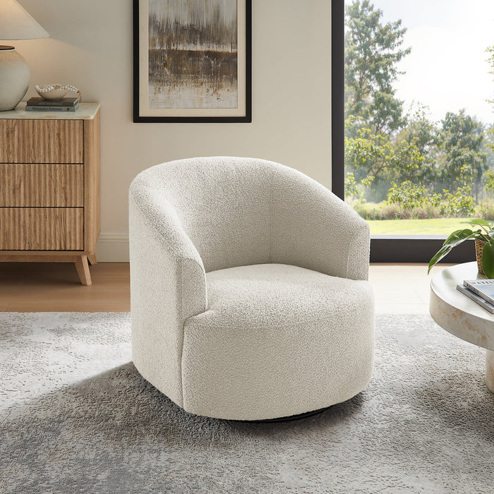 Mainstays Boucle Swivel Accent Chair, Cream - new