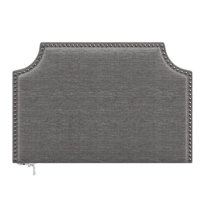 Hillsdale Upholstered Hanging Twin Headboard with Nailhead and USB Charging, Gray - open_box