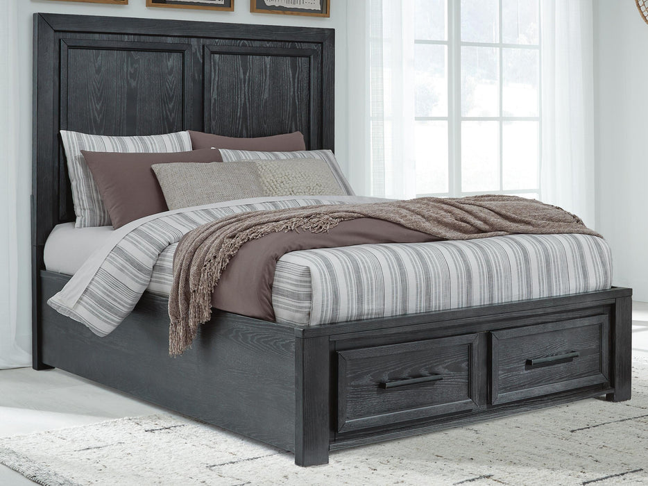 Foyland Black/Brown Foyland Queen Panel Storage Bed