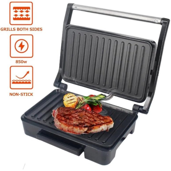 SOKANY Indoor Grill, Panini Press, Sandwich Maker with Indicator Lights, 850 Watt Electric Panini Press, Sandwich Press, Non-Stick Coated Plates, Cool Touch Handle, SK-223 - open_box