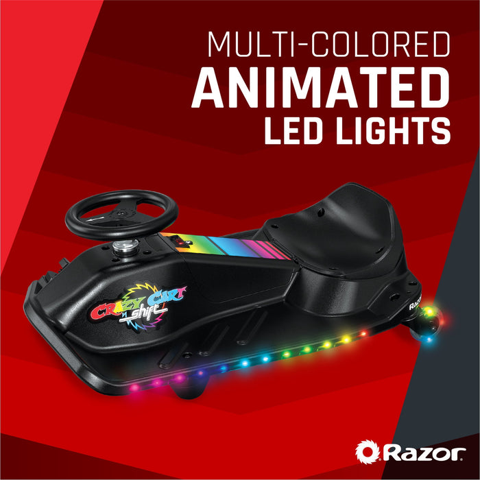 Crazy Cart Shift Lightshow by Razor - 12V Electric Drifting Go-Kart for Kids Ages 6+, up to 8 mph