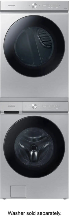 Samsung - BESPOKE 7.6 Cu. Ft. Stackable Smart Gas Dryer with Steam and Super Speed Dry - Silver Steel - open_box