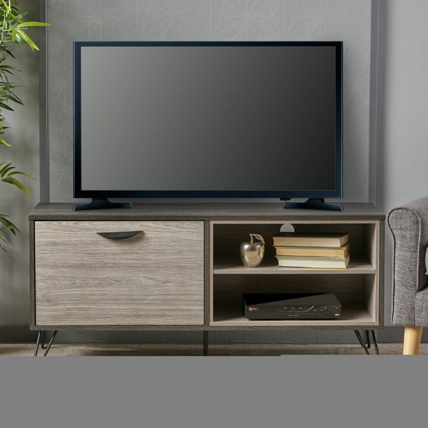 Modern TV Stand for 55 inch TV,Mid Century Modern TV Console, Entertainment Center with Storage for Living Room,Gray - open_box