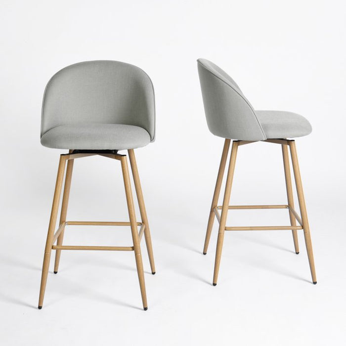 Homy Casa Modern Swivel Counter Stool 2-Piece Set, 26-inch Height Upholstery Barstools Set of 2, Ideal for Kitchen or Counter,Grey - new
