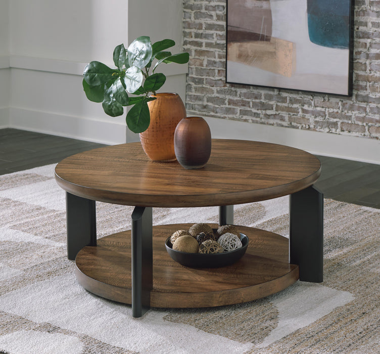 Kraeburn Brown/Black Round Cocktail Table