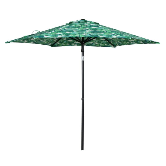 Mainstays Outdoor 7.5 Foot Palm Print Round Push-up and Tilt Market Patio Umbrella - open_box