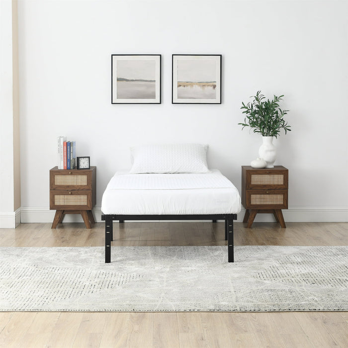 Mainstays Twin 14 Heavy Duty Steel Slat Platform Bed Frame with Storage Space Under Frame, No Box Sp - open_box