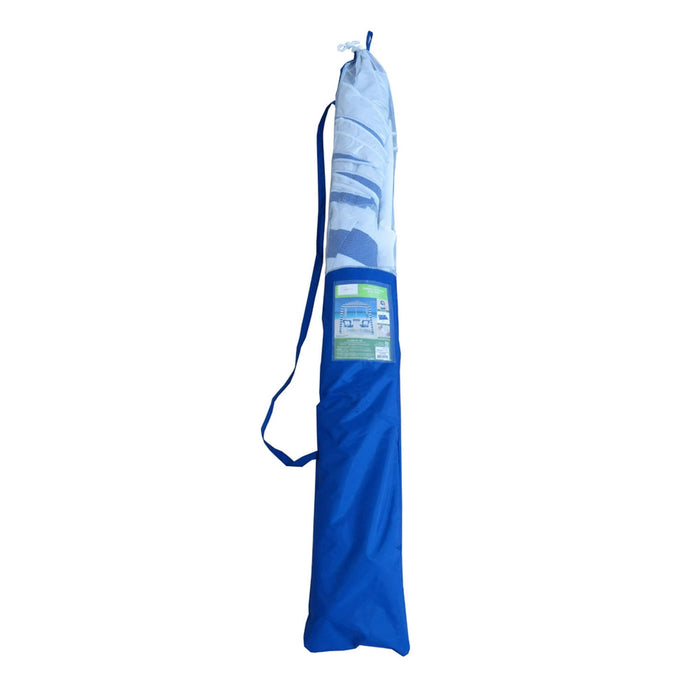 Mainstays 6 ft Blue and White Stripe Beach Umbrella, Sun Protection - open_box