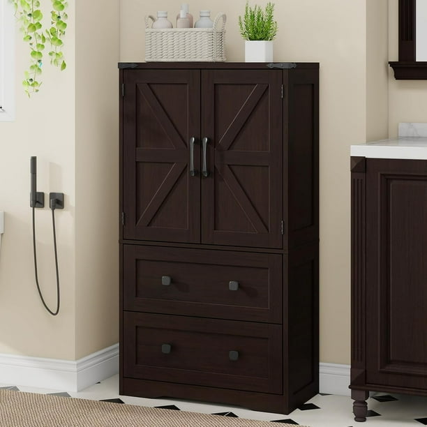 Vabches Modern Kitchen Pantry Storage Cabinet with 2 Adjustable Shelves, 2 Large Drawers & 2 Side Door, Versatile Bathroom Storage Cabinet for Kitchen, Dining Room, Living Room - new