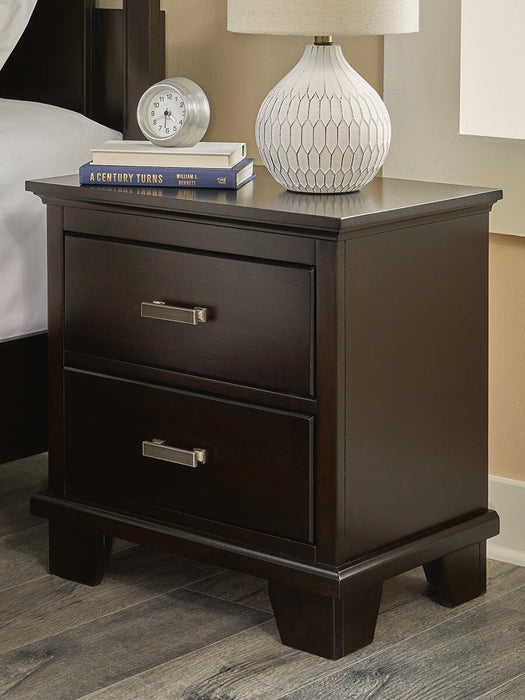 Covetown Dark Brown Two Drawer Night Stand