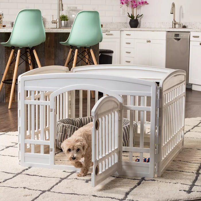 IRIS 4-10Panel 24/34"H Foldable Exercise Enclosure Plastic Pet Playpen with Door - open_box