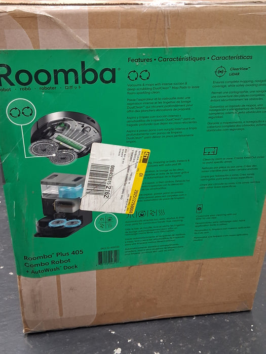 iRobot Roomba Plus 405 (G185) Combo Robot Vacuum & Mop with AutoWash Dock - Spinning Mop Pads, Self-Empties, Pad Washing & Drying, Self-Cleaning, Pad-Lift, LiDAR Navigation | Spinning pads, LiDAR navigation, pad washing and drying, self-cleaning