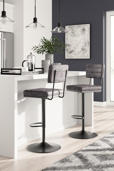Strumford Gray/Black Tall Swivel Barstool (Priced Per Item, Must Order 2, 4, 6, or 8)